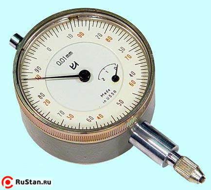 Индикатор Часового типа ИЧ-02, 0-2 мм кл.точн.1 цена дел. 0,01 (без ушка) фото №1