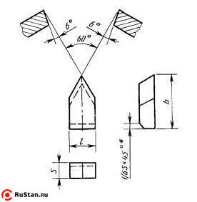 Пластина 11210 Т5К10 (8х20х5) (для резьбовых резцов) фото №1