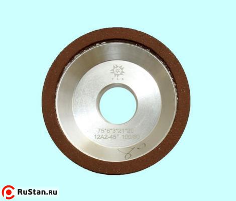 Круг алмазный 12А2-45град.(чашечный конический)  75х6х3х21х20 SSD-2(АС4) 100/80, 100% В2-01 17,2 карат "TLX" фото №1