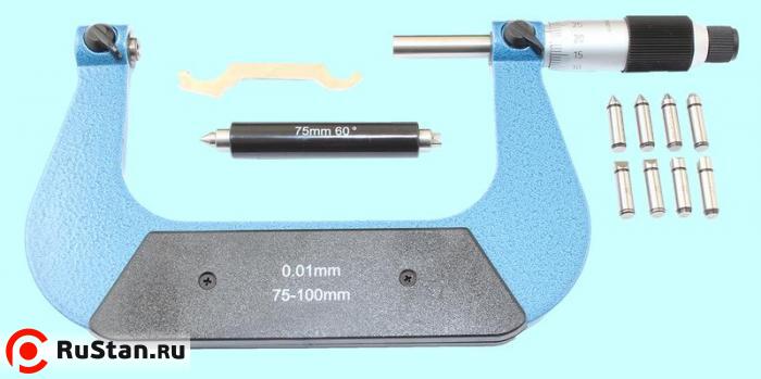 Микрометр Резьбовой со вставками МВМ-100, 75-100 мм (4 пары вставок) "TLX" фото №1 Микрометр Резьбовой со вставками МВМ-100, 75-100 мм (4 пары вставок) "TLX" фото №1